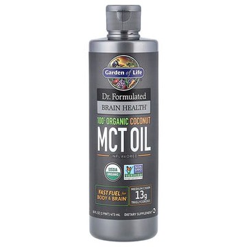 Garden of Life, 大腦健康配方博士，全椰子中鏈三酸甘油脂油，原味，16 液量盎司（473 毫升）