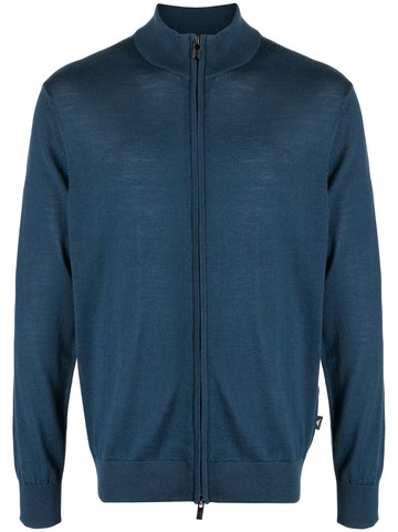 Emporio Armani - virgin wool zipped cardigan - men - Virgin Wool - L - Blue