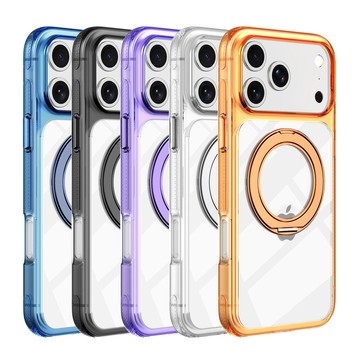 彩色透明 MagSafe磁吸 360°旋轉支架 用於iPhone 15 16 17 Pro Max 16E 17E手機殼