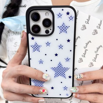 ✨iphone手機殼✨適用小眾簡約ins風亞辣妹藍色波點星星iPhone1516promax蘋果亞克