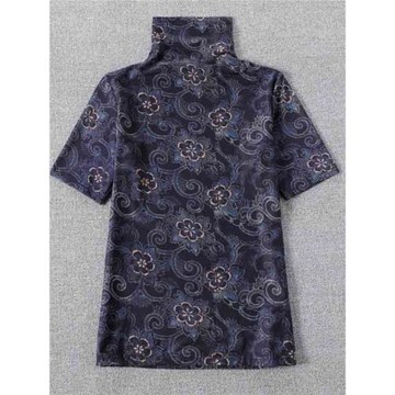 洋氣早春高領短袖優雅女士網紗t恤女上衣復古女裝小衫蕾絲打底衫