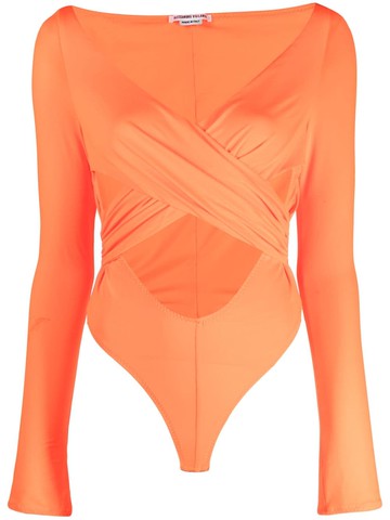 ALESSANDRO VIGILANTE - cut-out long-sleeve bodysuit - women - Elastane/Polyester - 42 - Orange