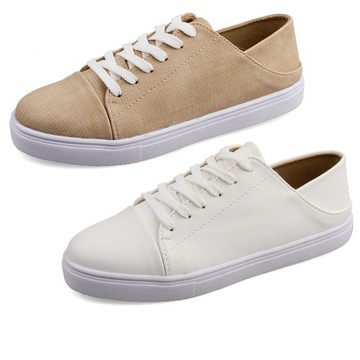 白鳥麗子 [現貨快出] 台灣製 可後踩帆布鞋 小白鞋 綁帶鞋 休閒鞋女