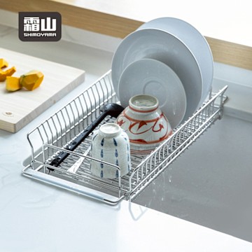 日本霜山 304不鏽鋼水槽用伸縮式瀝水架二件組