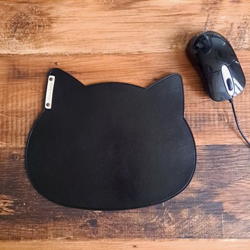 【免費刻字】黑貓植鞣真皮滑鼠墊 【聖誕禮物】