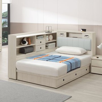 MUNA家居 緹亞娜3.5尺床頭底組/床頭箱USB插座+床底+側邊櫃/三件式   130.5X212X104cm