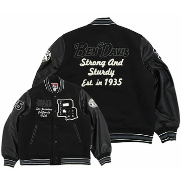 BEN DAVIS 25780010-80A BD STADIUM JACKET 鋪棉 棒球外套 (黑色)