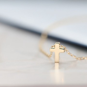 【CHARIS 韓國珠寶】純14K/ 18K 十字架項鍊 福音十字架  流汗碰水不褪色