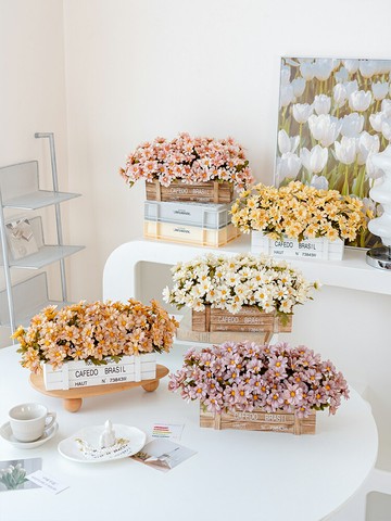 人造花仿真花 美式柵欄插花仿真花盆栽假花擺設裝飾花擺件餐桌花擺花客廳塑料花