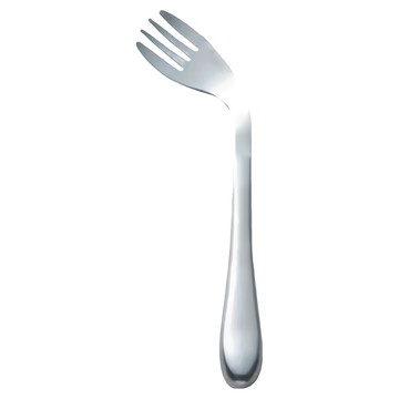 Aoyoshi 青芳 明朗系列輔助曲柄餐叉(右手持用) 輕型餐具 易於握持 易於餵食 易於清潔  1支  銀色