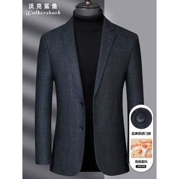 2025春秋時尚高端格紋單西服男中年商務休閑磨毛免燙爸爸西裝外套