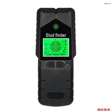 6合1牆體探測儀 柱子探測器 螺柱探測器 多功能牆壁掃描儀 帶磁鐵物理尋釘功能 用於木材/金屬/電線檢測 黑色 T50
