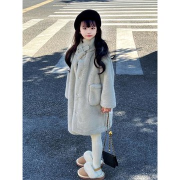 兒童仿皮草外套中長款女童男寶寶棉衣秋冬季加厚保暖大衣皮毛一體