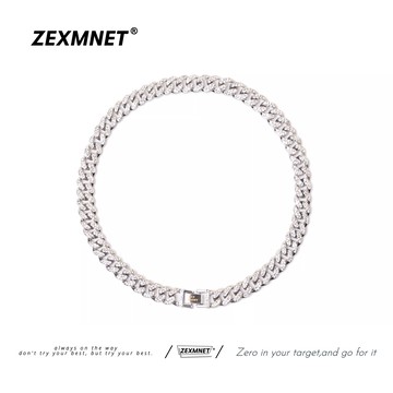 ZeX原創設計多色雙排鑲鉆古巴鏈項鏈ins潮牌飾品情侶王一博同款