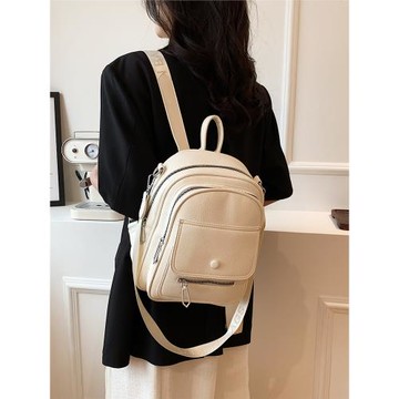 韓版馬卡龍色小巧型極簡雙肩包可愛韓版背包女生簡約百搭逛街包包