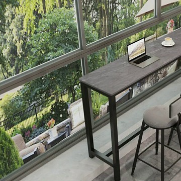 長條桌 簡約長桌 咖啡桌 簡約巖板陽台小吧台靠牆窄條桌靠窗長條桌沙發邊客廳高腳桌椅家用『xy13859』