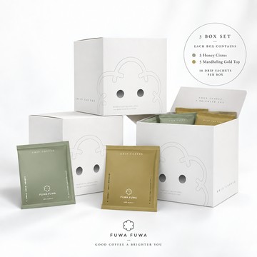 FUWA 福哇｜頂級精品濾掛咖啡【水洗G1花香淺焙蜜橘5包+頂級黃金曼特寧5包】經典盒裝 3盒組（10包 x 3盒）