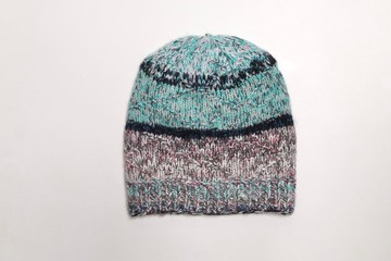 喀什米爾/精品/綠咖雜線純羊絨100%堆堆反折純羊毛帽子|北歐風格|