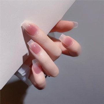 凝膠22指「經典腮紅冰透奶白色法式甲抖音同款防水孕婦可拆帶背膠