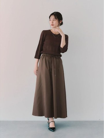 分層拼接針織圓領抽繩抓摺連身洋裝(7C43L0H0100) - YECCA VECCA