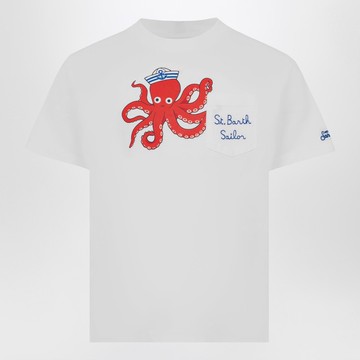 Eddy T-shirt white with octopus print