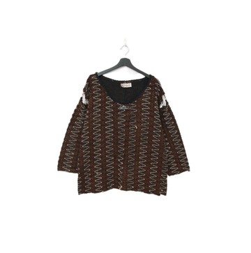 Back to Green-復古毛衣 大U領 拼接袖 ws-29 vintage sweater