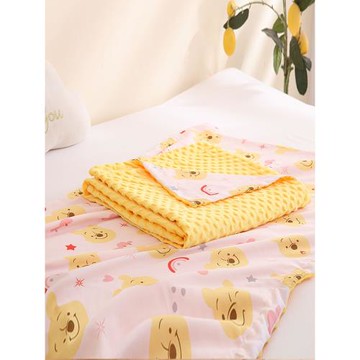 迪士尼豆豆絨毯嬰幼兒午睡純棉小被子男女孩子寶寶可機洗兒童卡通