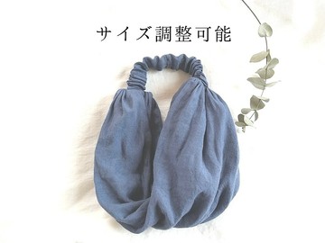 可調整式*亞麻髮帶・淺海軍藍