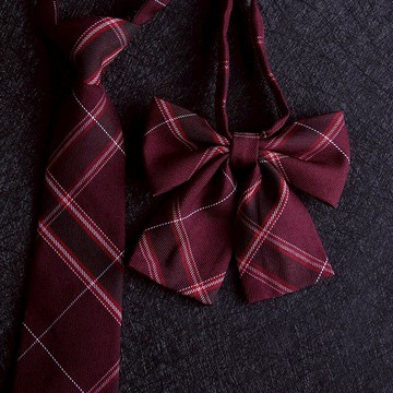 深酒紅格子jk領結領帶女學院風畢業免打蝴蝶結襯衫ins水手服領花