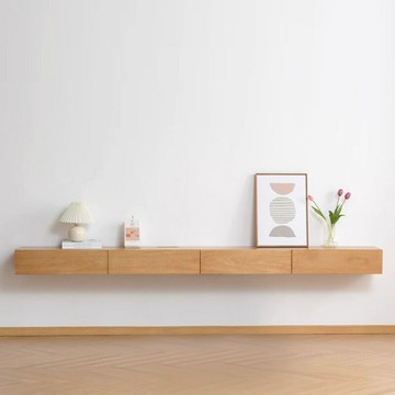實木極窄電視櫃懸空上墻壁掛式超窄懸浮一體懸掛日式小型掛壁[DD220109]