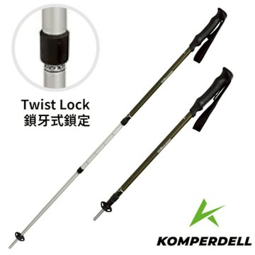 【KOMPERDELL】航太鋁合金橡膠握把無避震登山杖(單支販售).登山健行枴杖_174233010-S 黑