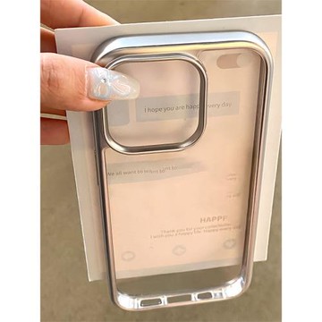 簡約純色透明軟邊適用于蘋果14/15電鍍銀邊框11/12promax高級xs/xr防摔7p