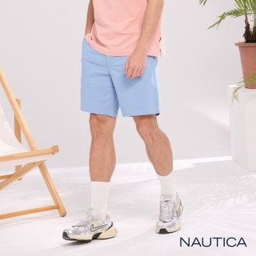 Nautica 官方旗艦 男裝 質感紳士休閒短褲-天藍色