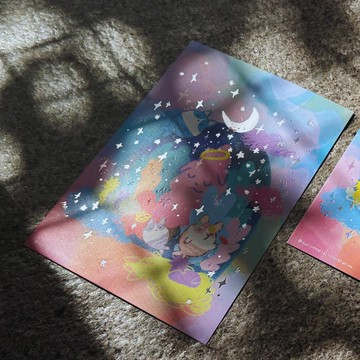 鏡像泡沫 三種尺寸 星星 燙印明信片 卡片