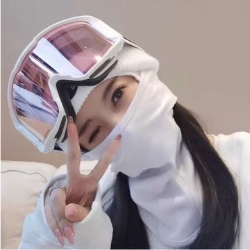 滑雪面罩 滑雪保暖面具 滑雪面具 騎行面罩 保暖面罩 防風面罩 滑雪面罩護臉露鼻子男女騎行頭套速幹防風加絨髮帶v臉瘦臉圍