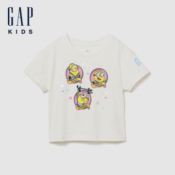 【GAP】嬰兒及幼兒Gap ×  Minions小小兵寬版圖案T恤-米白(901085)