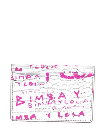 Bimba y Lola - logo-stamp crocodile-effect cardholder - women - Polyester/Polyester/Polyurethane - One Size - Silver
