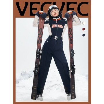 【官方正品】VECVEC滑雪連體服 女士滑雪服 休閒美式學院風滑雪服 女生單雙板滑雪服 防風防水 戶外運動校服