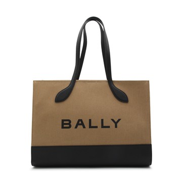 Bally - Sand And Black Canvas Ew Bar Keep On Tote Bag