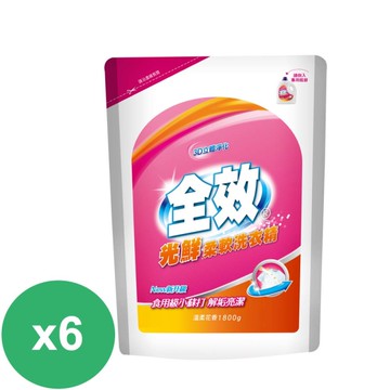 毛寶 全效光鮮柔軟洗衣精補充包(1800gx6包)