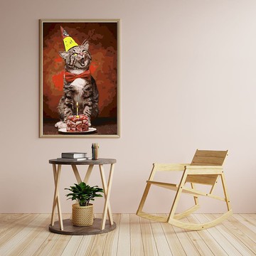 生日快樂貓 創意數字油畫 【萌萌貓咪】