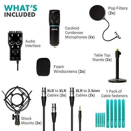 Movo Smartphone Podcast Recording Microphone Kit Pack Condenser Microph 並行輸入品