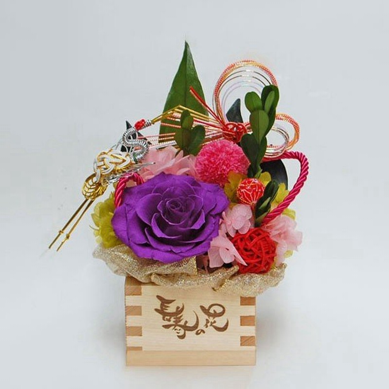 古希 70歳 喜寿 77歳 祝い プリザーブドフラワー ギフト 贈り物 お花 誕生日 プレゼント ケース入り 枡フラワー 長慶 ちょうけい 紫色 通販 Lineポイント最大0 5 Get Lineショッピング