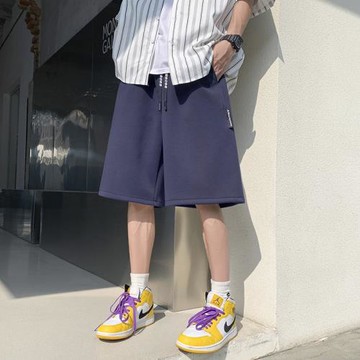 藏青色短褲夏季男士運動五分褲美式高街籃球褲男款休閑沙灘褲中褲