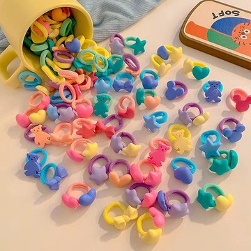 🎀biubiu童裝🎀兒童頭髮頭繩可愛小女孩彩色髮飾毛巾寶寶拇指髮圈皮筋高彈力不傷