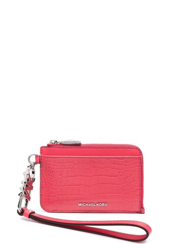 Michael Michael Kors - embossed-crocodile leather cardholder - women - Calf Leather - One Size - Pink
