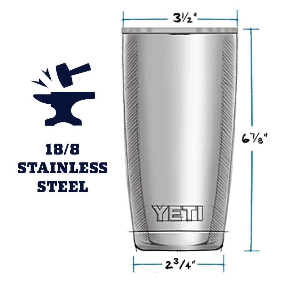 YETI Rambler 20オンス タンブラー マグスライダー蓋付き 真空断熱 ステンレス製、ビミニピンク