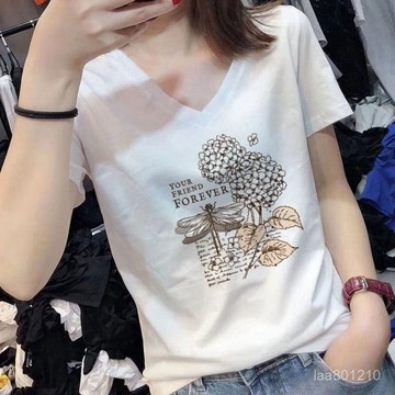 台灣现貨 V領t恤女 V領上衣 短袖t恤 純棉短袖 V領短袖 短袖女裝 短袖上衣 大尺碼上衣 短袖上衣女 女上衣 v領