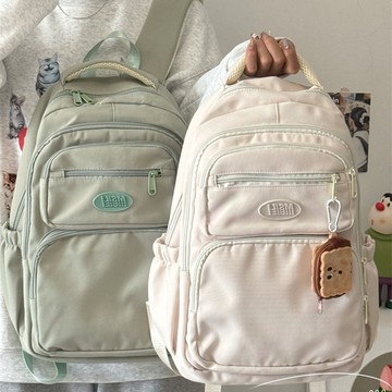 免運🌞日係ins學院風雙肩包複古純色大容量學生書包初中高中生電腦背包 時尚休閒雙肩學生上課休閒背包 大口袋多隔層防潑水包
