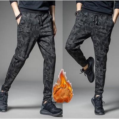 裏起毛 テーパードパンツ 裏起毛パンツ 迷彩柄 暖かい 防寒 メンズ スポーツウェア ジョガーパンツ カジュアルパンツ ウエストゴム 秋冬 代引不可 通販 Lineポイント最大get Lineショッピング